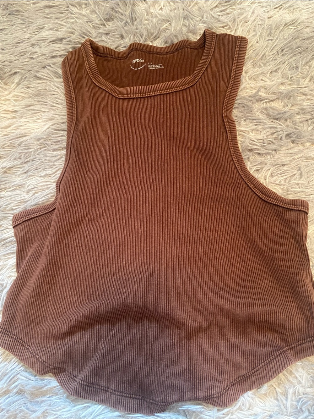 aerie Ribbed Scoop Tank Top - Brown